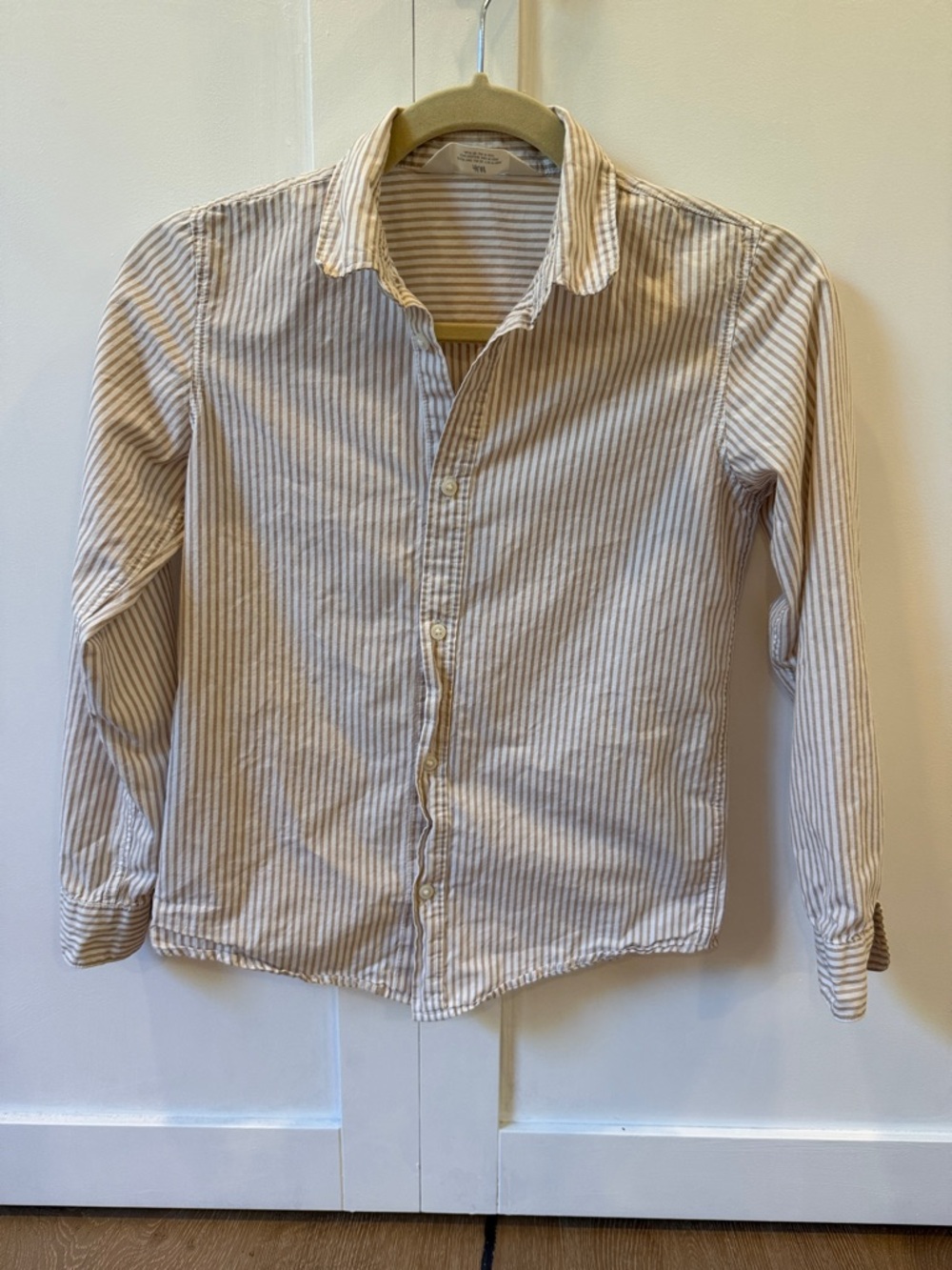 H&M Boys Striped Button-Down Shirt - Cream & Tan Stripes